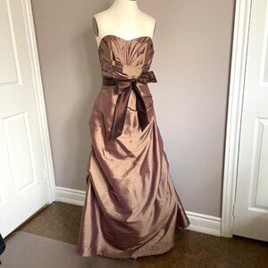 Vintage Y2K Bronzey Brown / Purple Iridescent Strapless Prom Dress